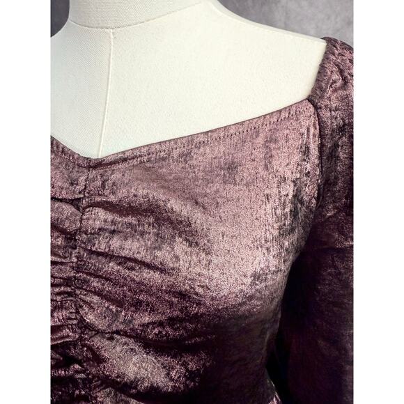 Lane Bryant Illusion NWT Plus Size Shimmer Ruched Tunic Top 22/24 Metallic Rose - Picture 4 of 11